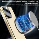 Buckle Lock Phone Cover for iPhone 15 Plus Magnetic Metal Frame + Dual-Sided Tempered Glass Case Compatible with MagSafe