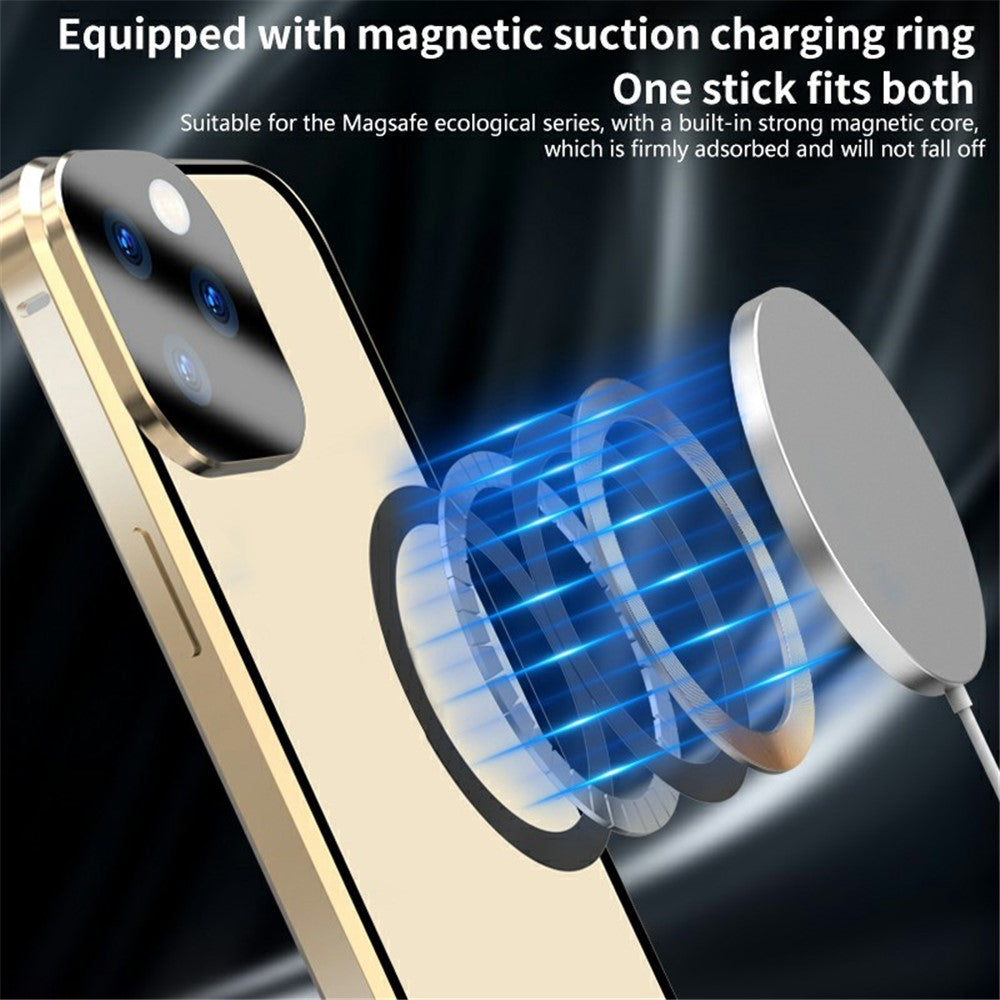Buckle Lock Phone Cover for iPhone 15 Plus Magnetic Metal Frame + Dual-Sided Tempered Glass Case Compatible with MagSafe
