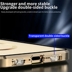 Buckle Lock Phone Cover for iPhone 15 Plus Magnetic Metal Frame + Dual-Sided Tempered Glass Case Compatible with MagSafe