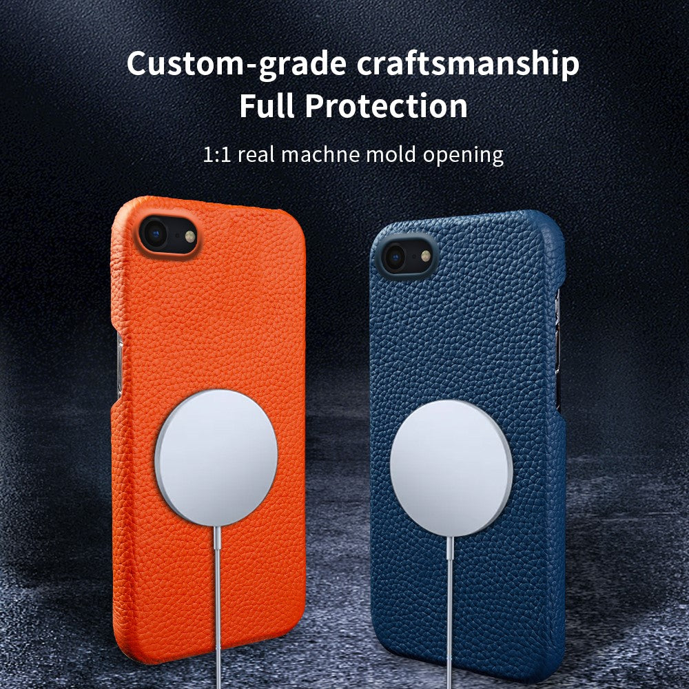 For iPhone 7 / 8 / SE (2020) / SE (2022) Incomplete Cover Genuine Cow Leather+PC Shell Litchi Texture Magnetic Phone Case