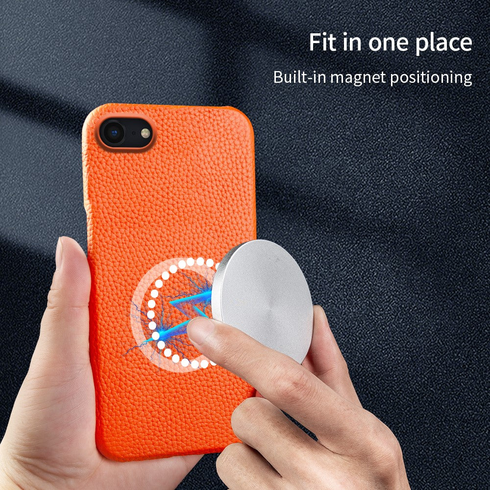 For iPhone 7 / 8 / SE (2020) / SE (2022) Incomplete Cover Genuine Cow Leather+PC Shell Litchi Texture Magnetic Phone Case