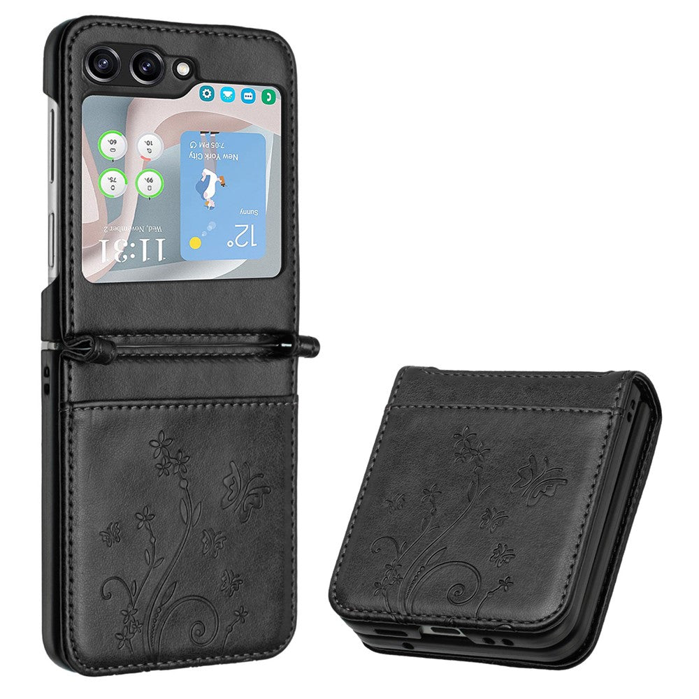 For Samsung Galaxy Z Flip5 5G Phone Case Imprinted Butterflies PU Leather Coated PC Cover