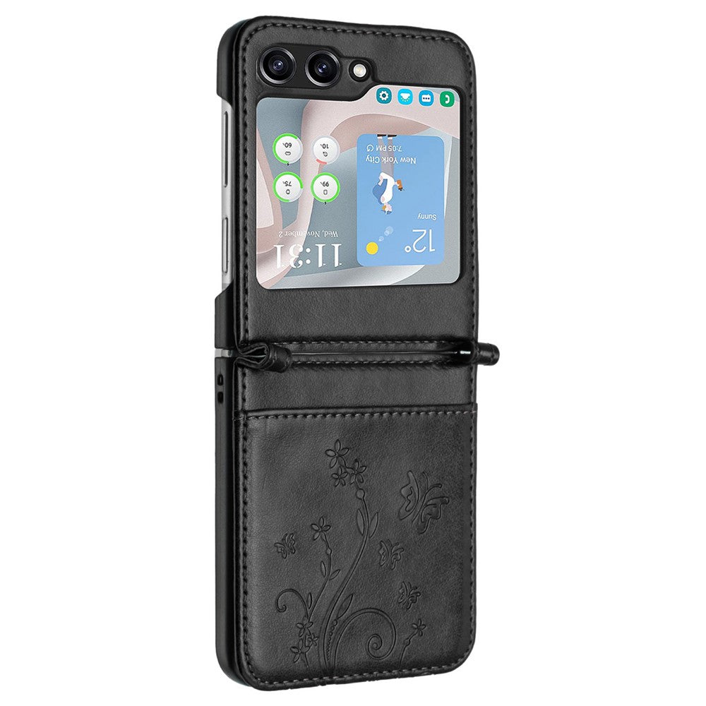 For Samsung Galaxy Z Flip5 5G Phone Case Imprinted Butterflies PU Leather Coated PC Cover