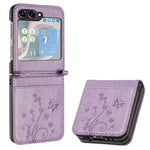For Samsung Galaxy Z Flip5 5G Phone Case Imprinted Butterflies PU Leather Coated PC Cover