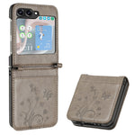 For Samsung Galaxy Z Flip5 5G Phone Case Imprinted Butterflies PU Leather Coated PC Cover