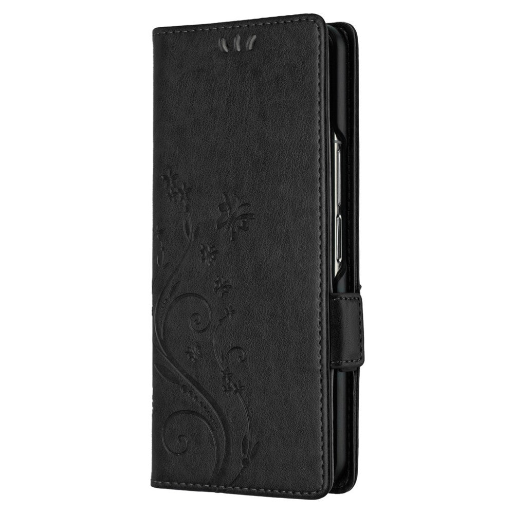 Til Samsung Galaxy Z Fold5 5G Imprinted Butterflies Anti-ridse Telefoncover PU Læder Pung Cover Stativ med Rem