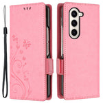 Til Samsung Galaxy Z Fold5 5G Imprinted Butterflies Anti-ridse Telefoncover PU Læder Pung Cover Stativ med Rem