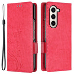 Til Samsung Galaxy Z Fold5 5G Imprinted Butterflies Anti-ridse Telefoncover PU Læder Pung Cover Stativ med Rem