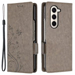 Til Samsung Galaxy Z Fold5 5G Imprinted Butterflies Anti-ridse Telefoncover PU Læder Pung Cover Stativ med Rem