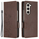 Til Samsung Galaxy Z Fold5 5G Imprinted Butterflies Anti-ridse Telefoncover PU Læder Pung Cover Stativ med Rem