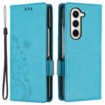 Til Samsung Galaxy Z Fold5 5G Imprinted Butterflies Anti-ridse Telefoncover PU Læder Pung Cover Stativ med Rem