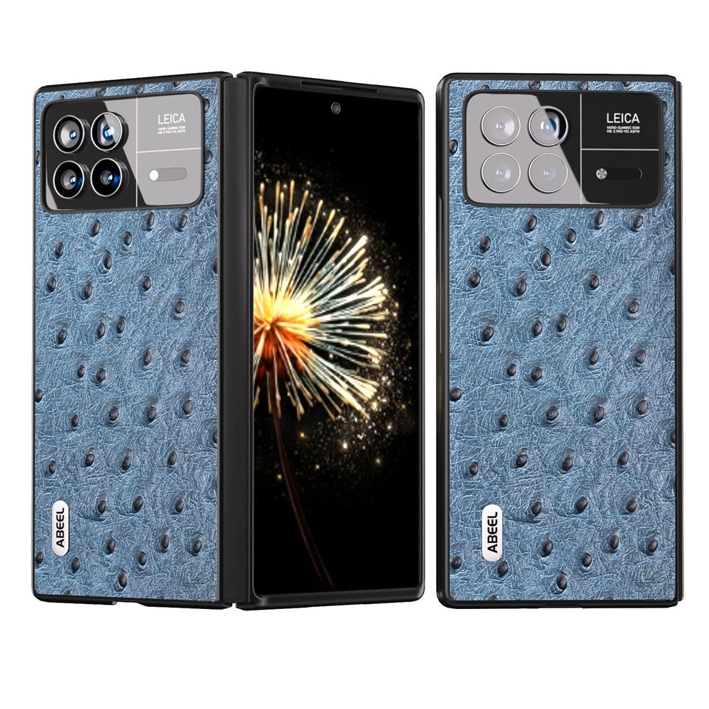 ABEEL För Xiaomi Mix Fold 3 5G Äkta Koläder + PC-fodral Vikbart mobilskal med Strutstextur