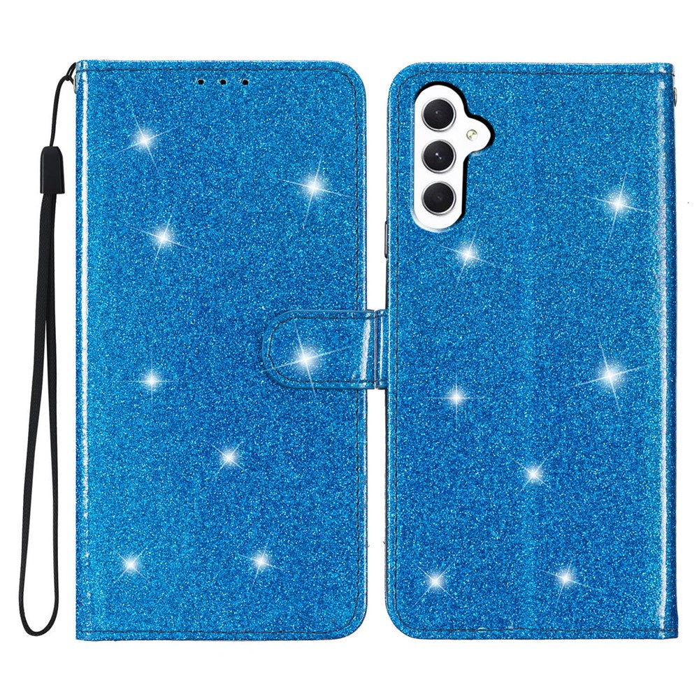 Samsung Galaxy A24 4G (162,1 x 77,6 x 8,3 mm) Glittrigt plånboksfodral i PU-läder, stötsäkert mobilfodral