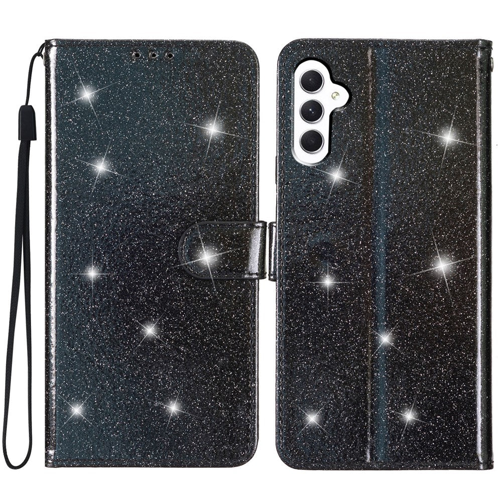 Samsung Galaxy A24 4G (162,1 x 77,6 x 8,3 mm) Glittrigt plånboksfodral i PU-läder, stötsäkert mobilfodral