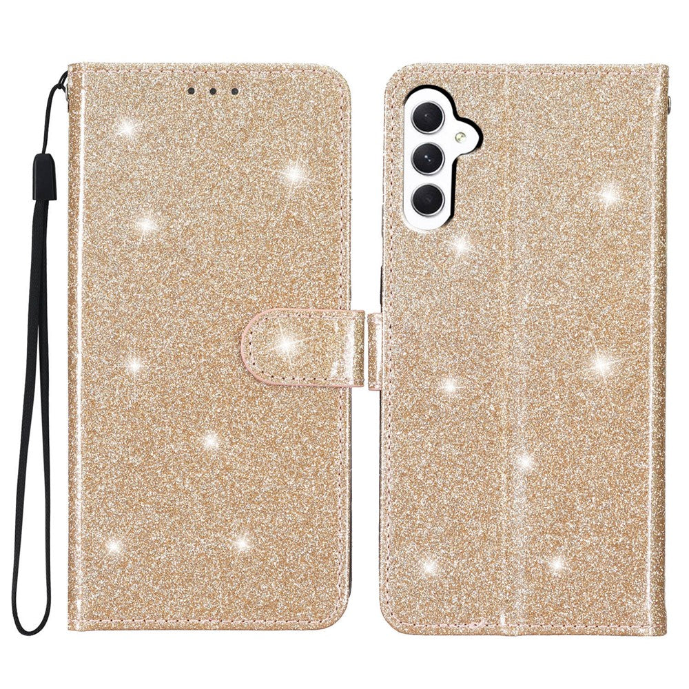 Samsung Galaxy A24 4G (162,1 x 77,6 x 8,3 mm) Glittrigt plånboksfodral i PU-läder, stötsäkert mobilfodral