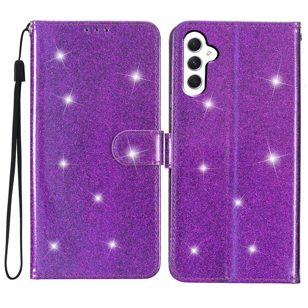 Samsung Galaxy A24 4G (162,1 x 77,6 x 8,3 mm) Glittrigt plånboksfodral i PU-läder, stötsäkert mobilfodral
