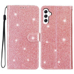 Samsung Galaxy A24 4G (162,1 x 77,6 x 8,3 mm) Glittrigt plånboksfodral i PU-läder, stötsäkert mobilfodral