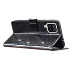 For Samsung Galaxy A22 4G (EU Version) Glittery PU Leather Anti-drop Case Flip Wallet Stand Phone Cover