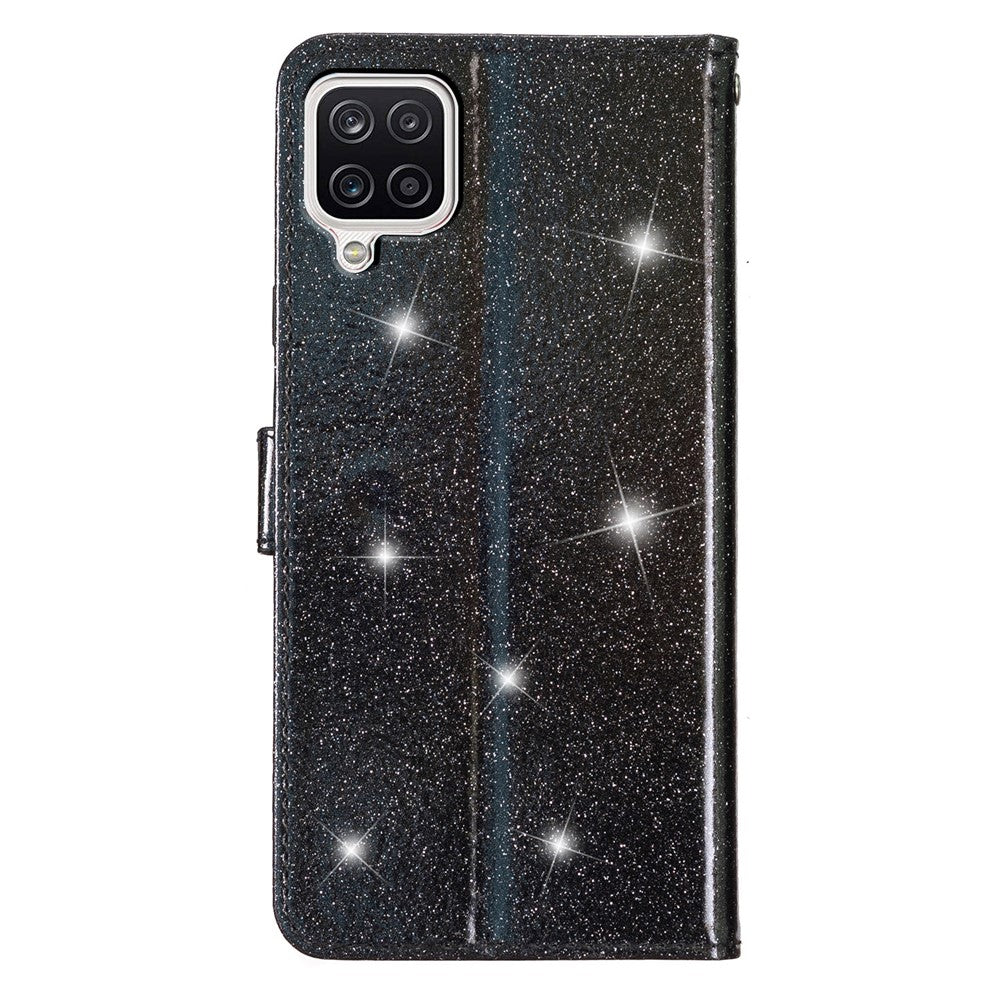 For Samsung Galaxy A22 4G (EU Version) Glittery PU Leather Anti-drop Case Flip Wallet Stand Phone Cover