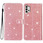 For Samsung Galaxy A32 5G / M32 5G PU Leather Wallet Stand Case Glittery Anti-drop Phone Cover