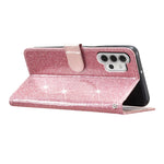 For Samsung Galaxy A32 5G / M32 5G PU Leather Wallet Stand Case Glittery Anti-drop Phone Cover