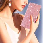 For Samsung Galaxy A32 5G / M32 5G PU Leather Wallet Stand Case Glittery Anti-drop Phone Cover