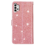 For Samsung Galaxy A32 5G / M32 5G PU Leather Wallet Stand Case Glittery Anti-drop Phone Cover