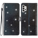 For Samsung Galaxy A32 5G / M32 5G PU Leather Wallet Stand Case Glittery Anti-drop Phone Cover