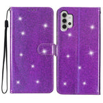 For Samsung Galaxy A32 5G / M32 5G PU Leather Wallet Stand Case Glittery Anti-drop Phone Cover