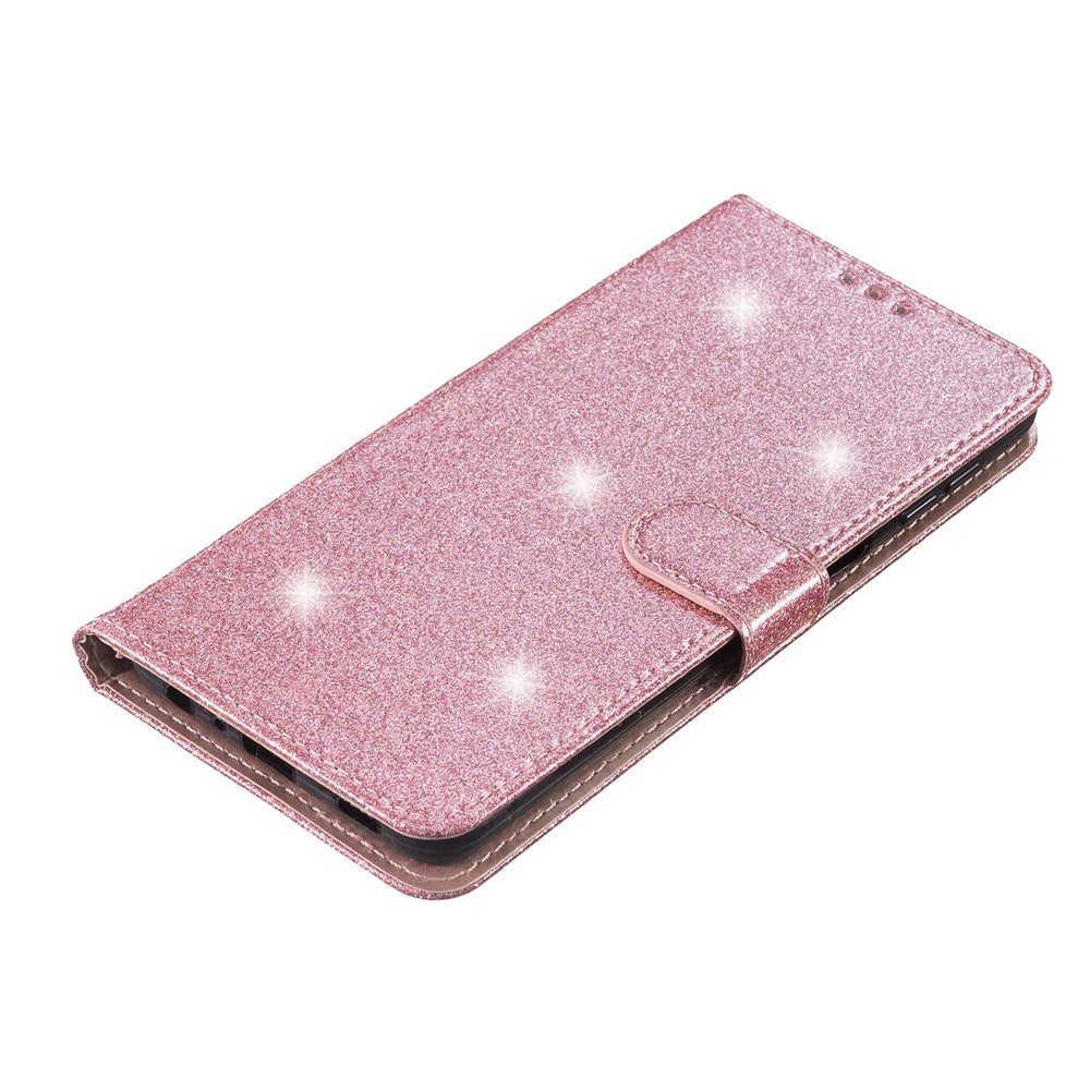 Samsung Galaxy A73 5G Glittrigt PU-läderfodral Fullt skyddande plånboksfodral med stativ