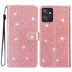 For Xiaomi Redmi Note 12 4G Leather Wallet Stand Case Drop-proof Glittery Phone Cover with Strap