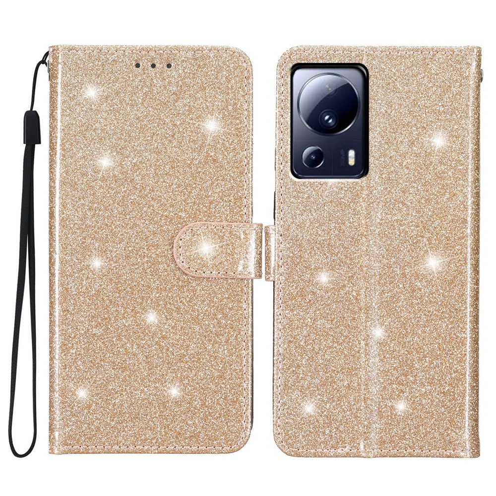 For Xiaomi 13 Lite / Civi 2 5G Glittery PU Leather Phone Case Wallet Stand Anti-shock Cover