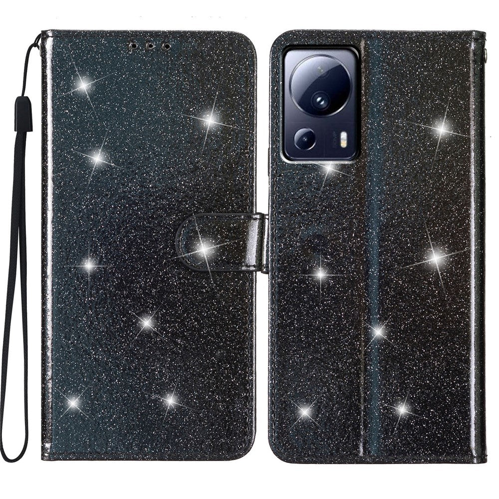For Xiaomi 13 Lite / Civi 2 5G Glittery PU Leather Phone Case Wallet Stand Anti-shock Cover