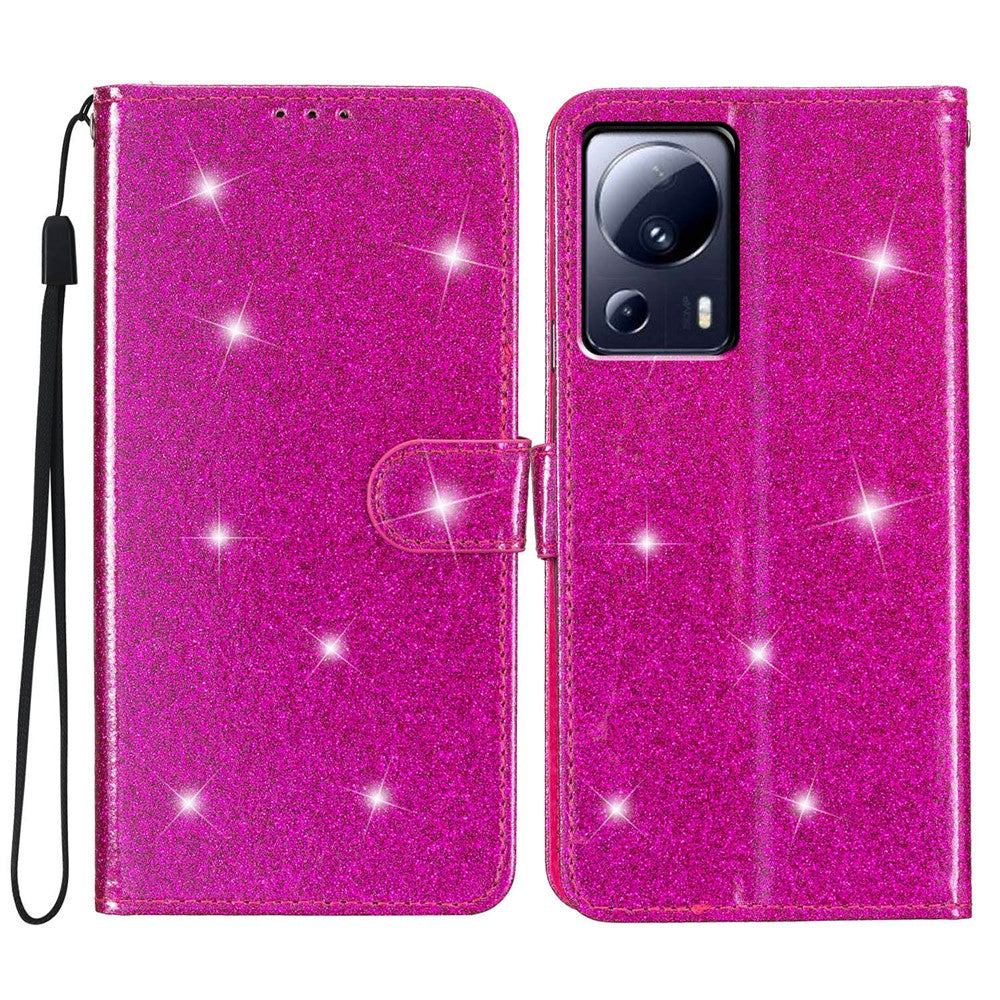 For Xiaomi 13 Lite / Civi 2 5G Glittery PU Leather Phone Case Wallet Stand Anti-shock Cover