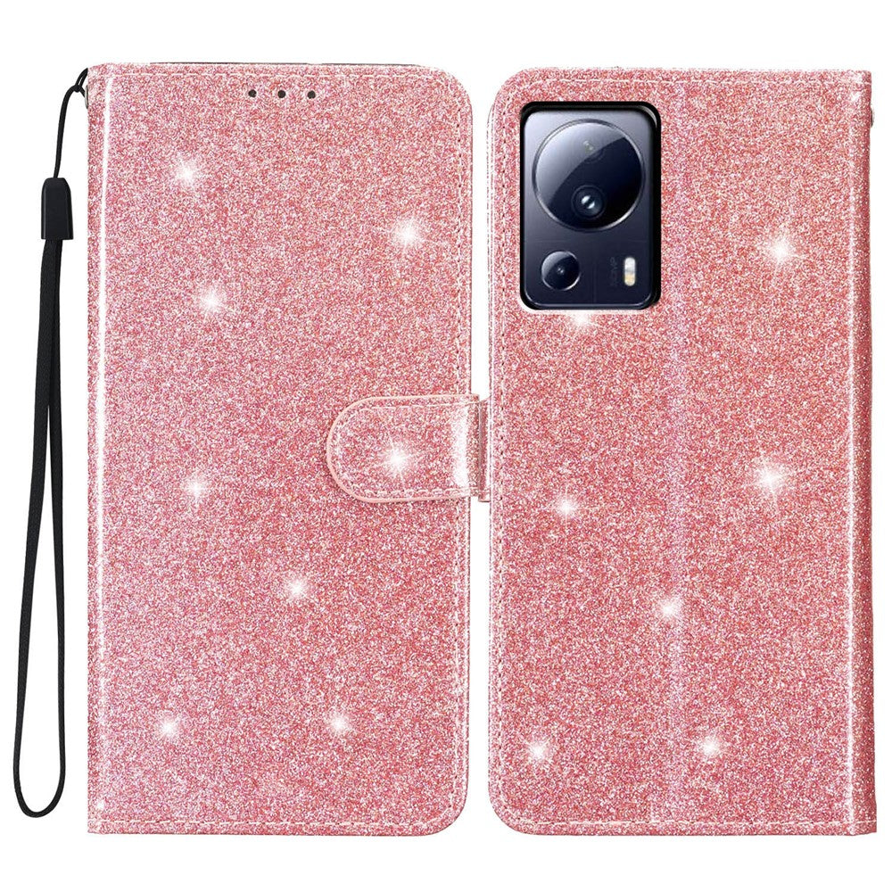 For Xiaomi 13 Lite / Civi 2 5G Glittery PU Leather Phone Case Wallet Stand Anti-shock Cover