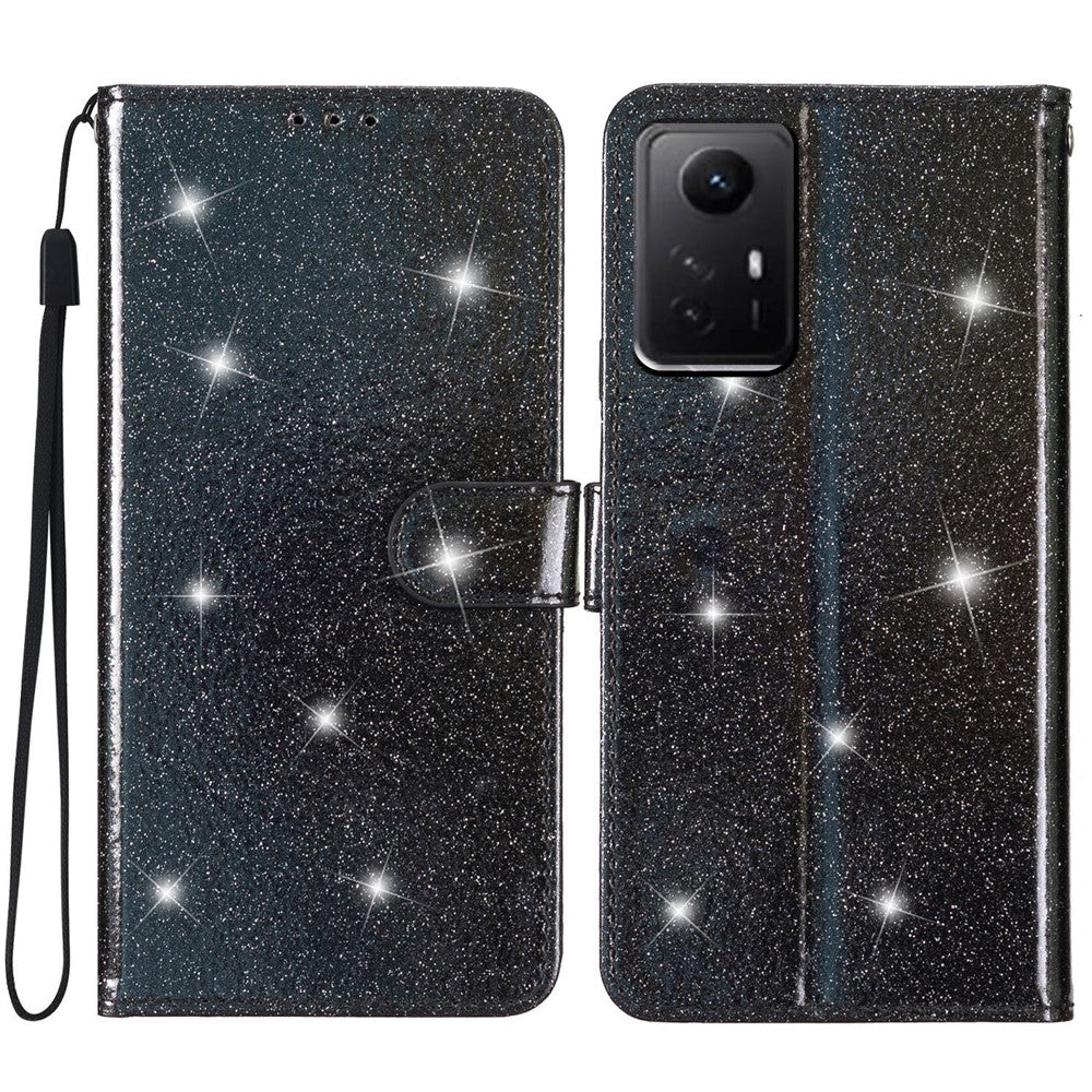 For Xiaomi Redmi Note 12S 4G Leather Wallet Folding Stand Case Drop-proof Glittery Phone Cover