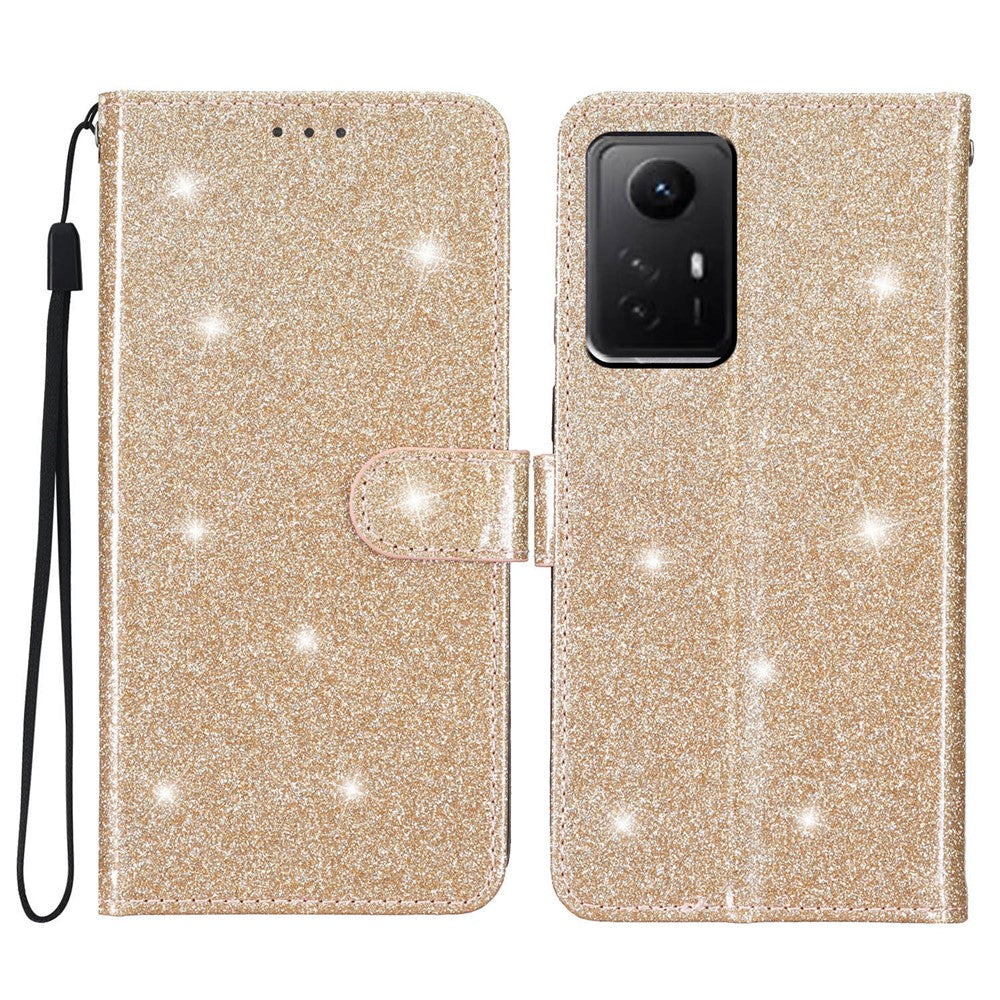 For Xiaomi Redmi Note 12S 4G Leather Wallet Folding Stand Case Drop-proof Glittery Phone Cover