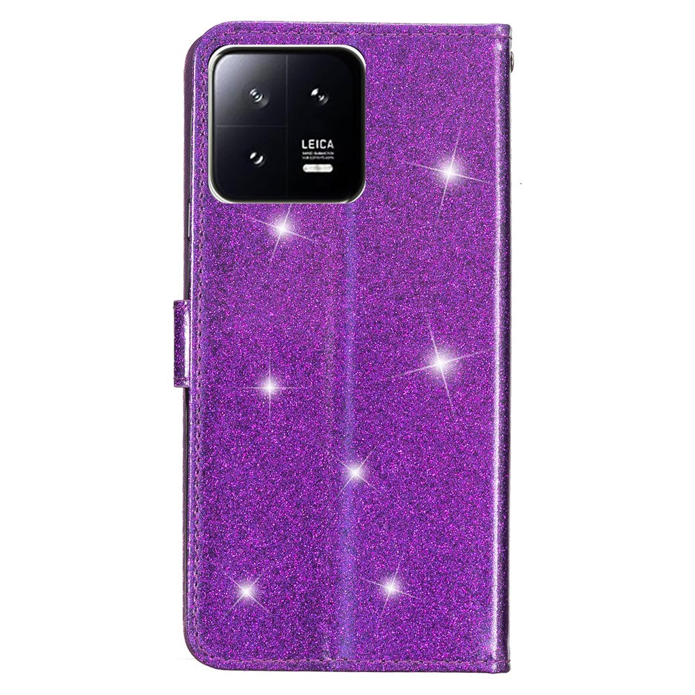 Glittrigt PU-läderfodral till Xiaomi 13 stötsäkert plånboksfodral