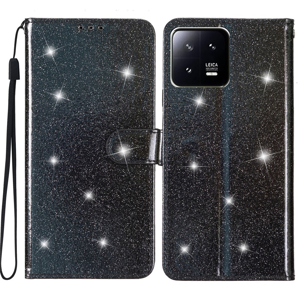 Glittrigt PU-läderfodral till Xiaomi 13 stötsäkert plånboksfodral