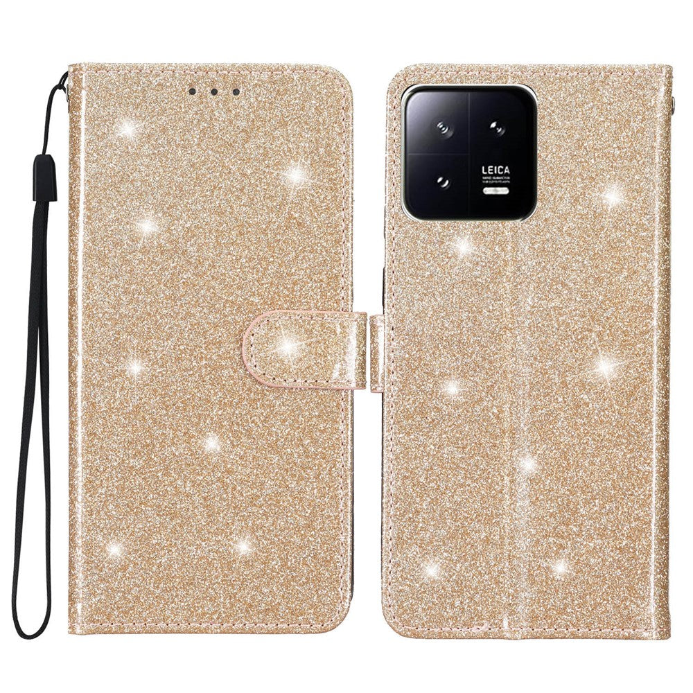 Glittrigt PU-läderfodral till Xiaomi 13 stötsäkert plånboksfodral