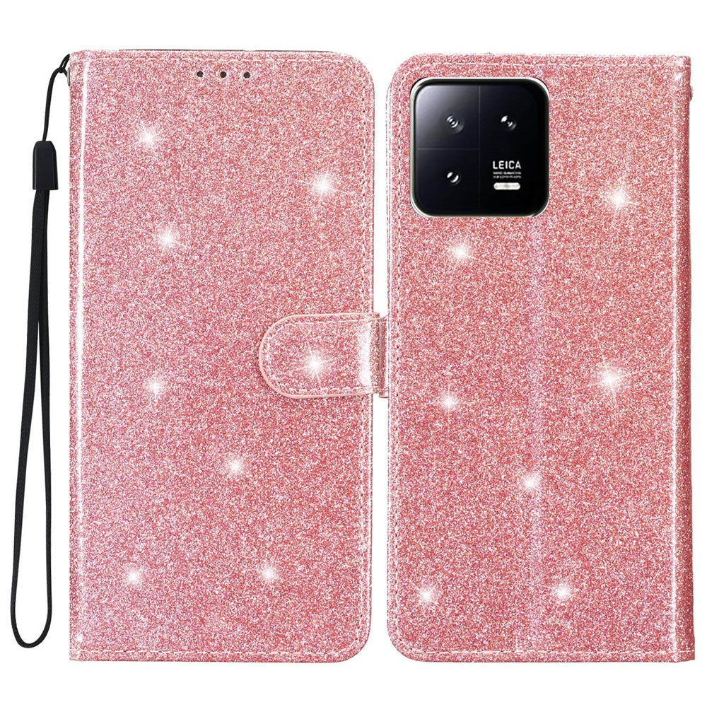 Glittrigt PU-läderfodral till Xiaomi 13 stötsäkert plånboksfodral