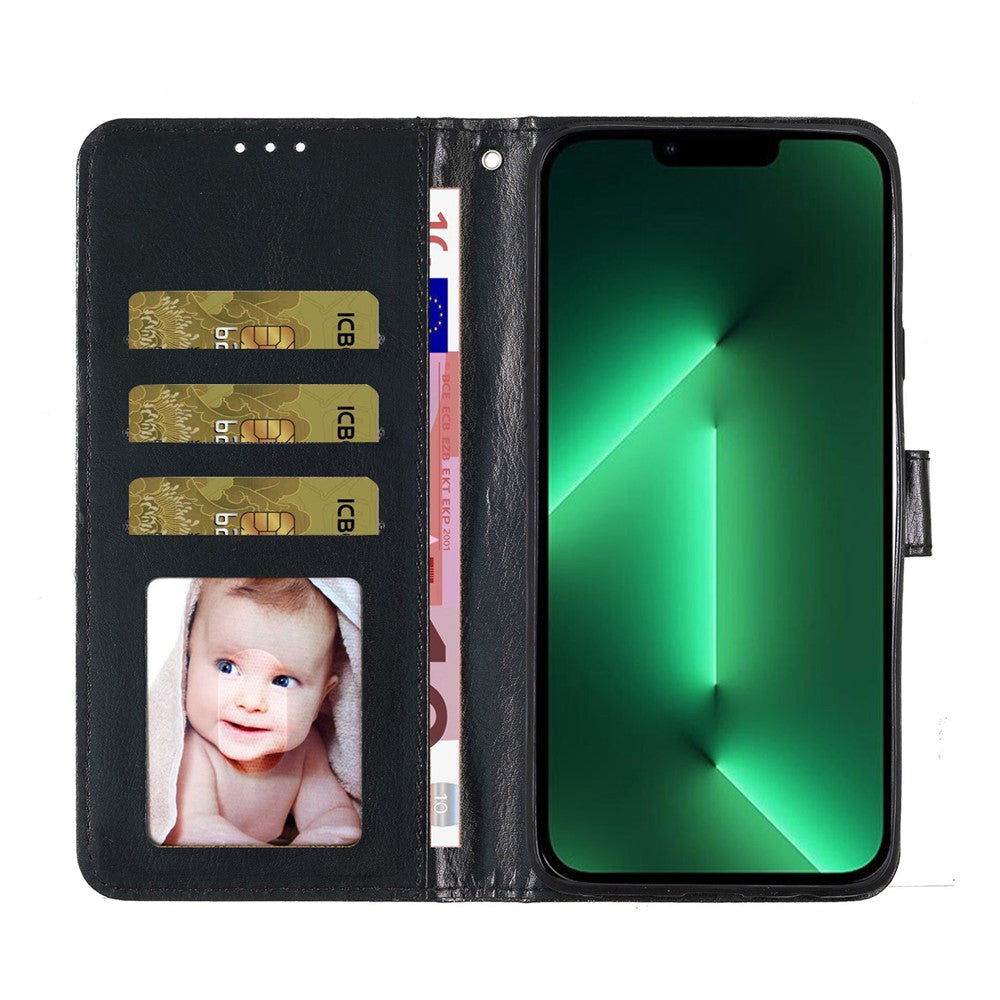 Til iPhone 14 Plus Glitrende PU-læderetui Folio Flip Tegnebog Stand Smartphone Cover