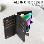RFID Blocking Wallet Case for iPhone 15 Pro Max, Zipper Pocket Leather Stand Phone Cover