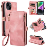 RFID Blocking Wallet Case for iPhone 15 Pro Max, Zipper Pocket Leather Stand Phone Cover