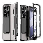 For Samsung Galaxy Z Fold5 5G Kickstand Phone Case PC Folding Cover with Tempered Glass Film+Stylus Pen