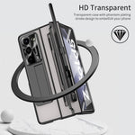 For Samsung Galaxy Z Fold5 5G Kickstand Phone Case PC Folding Cover with Tempered Glass Film+Stylus Pen