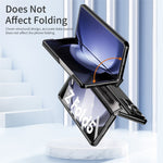 For Samsung Galaxy Z Fold5 5G Kickstand Phone Case PC Folding Cover with Tempered Glass Film+Stylus Pen