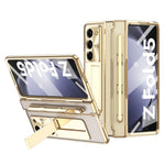 For Samsung Galaxy Z Fold5 5G Kickstand Phone Case PC Folding Cover with Tempered Glass Film+Stylus Pen