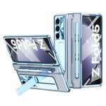 For Samsung Galaxy Z Fold5 5G Kickstand Phone Case PC Folding Cover with Tempered Glass Film+Stylus Pen