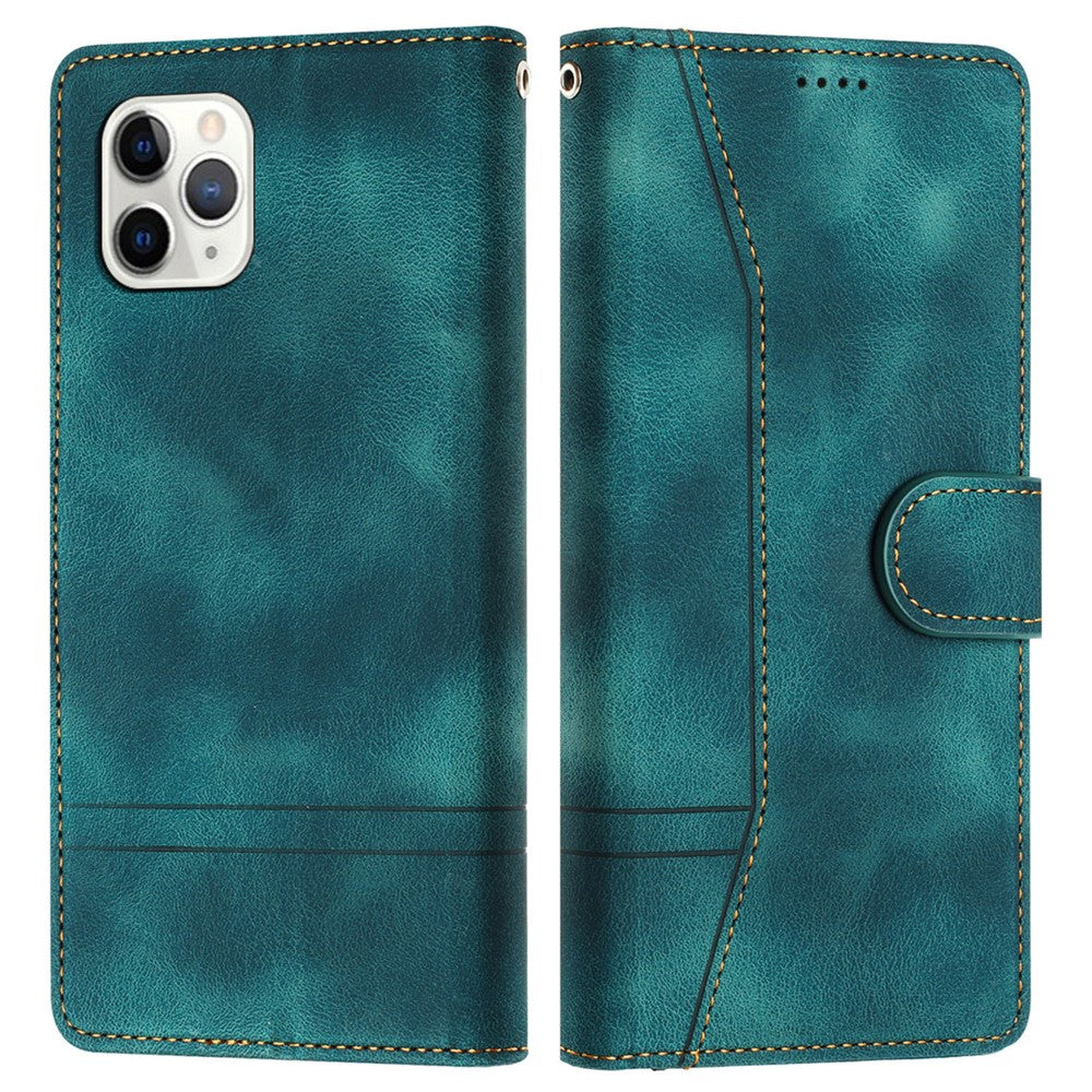 L002 Retro Leather Phone Case for iPhone 11 Pro Lines Imprinted Stand Wallet Anti-fall Cover